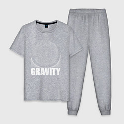 Пижама хлопковая мужская Gravity надпись и шар, цвет: меланж