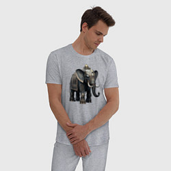 Пижама хлопковая мужская Украшенный слон, цвет: меланж — фото 2