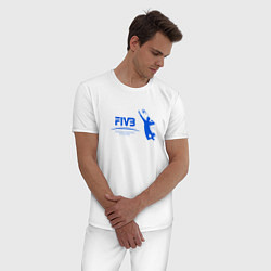 Пижама хлопковая мужская FIVB, цвет: белый — фото 2