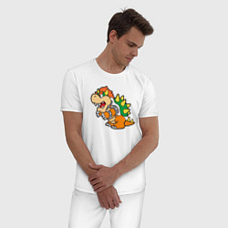 Пижама хлопковая мужская Bowser drawing, цвет: белый — фото 2