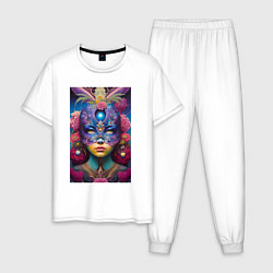 Мужская пижама Девушка в маскарадной маске - нейросеть