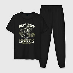 Пижама хлопковая мужская New York just enjoy skate or die share boarding, цвет: черный