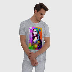 Пижама хлопковая мужская Mona Lisa - Gioconda - pop art, цвет: меланж — фото 2