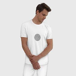Пижама хлопковая мужская Абстрактный шар из линий чёрный, цвет: белый — фото 2