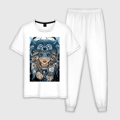 Мужская пижама Девушка волчица / Белый – фото 1