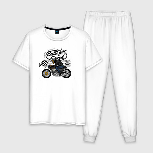 Мужская пижама Мотогонки мотоциклист / Белый – фото 1