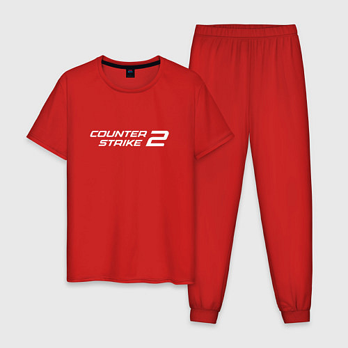 Мужская пижама Counter strike 2 лого белый / Красный – фото 1