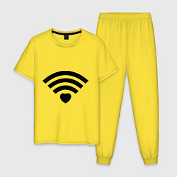 Пижама хлопковая мужская Wi-Fi Love, цвет: желтый