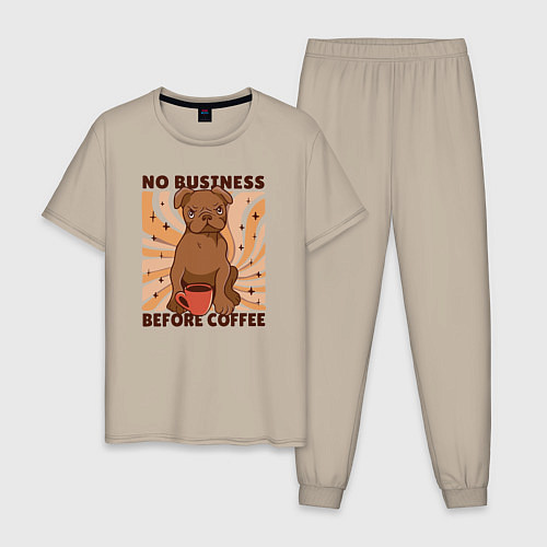 Мужская пижама No business before coffee / Миндальный – фото 1