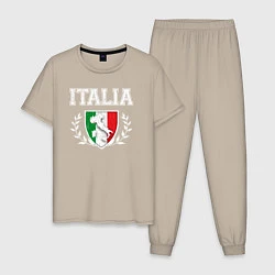 Пижама хлопковая мужская Italy map, цвет: миндальный