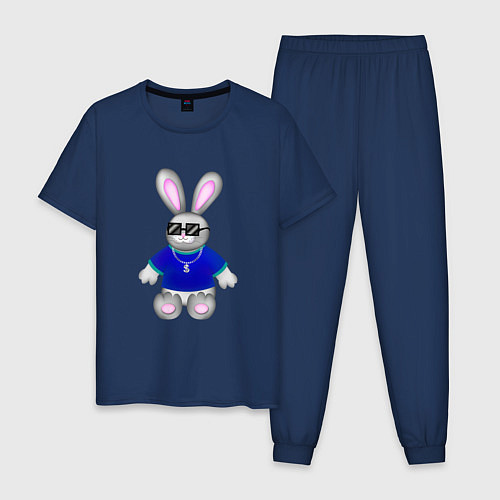 Мужская пижама Кролик с цепочкой / Тёмно-синий – фото 1