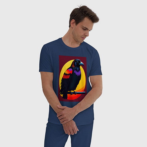 Мужская пижама Ворон на ветке иллюстрация / Тёмно-синий – фото 3