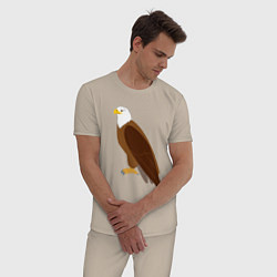 Пижама хлопковая мужская Красивый орёл, цвет: миндальный — фото 2