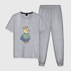Пижама хлопковая мужская Утёнок в короне, цвет: меланж