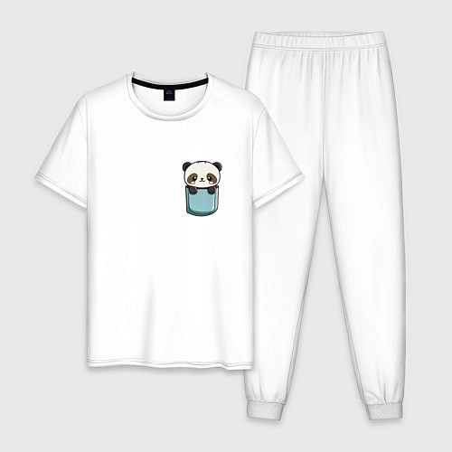 Мужская пижама Панда в кармашке / Белый – фото 1