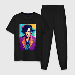 Пижама хлопковая мужская Johnny Depp - celebrity, цвет: черный