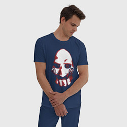 Пижама хлопковая мужская Saw mask, цвет: тёмно-синий — фото 2