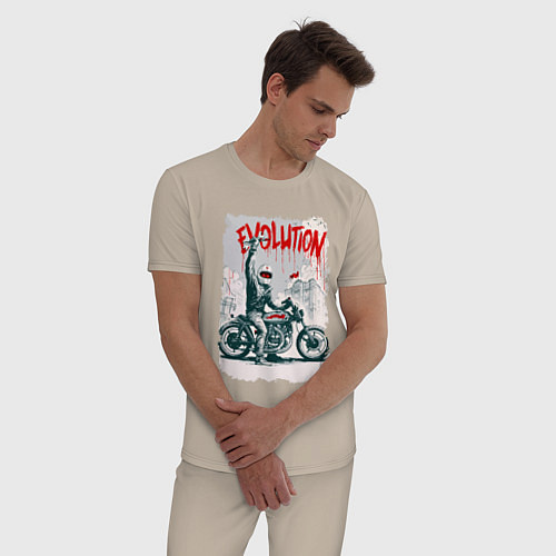 Мужская пижама Evolution - motorcycle / Миндальный – фото 3