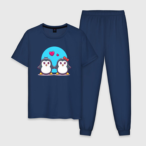 Мужская пижама Penguins love / Тёмно-синий – фото 1