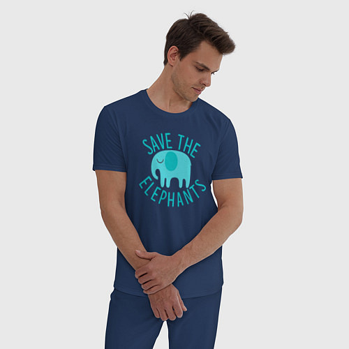 Мужская пижама Спаси слонов / Тёмно-синий – фото 3