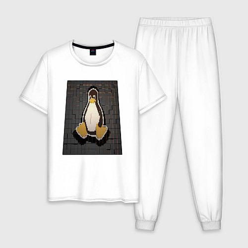 Мужская пижама Linux Tux cubed / Белый – фото 1