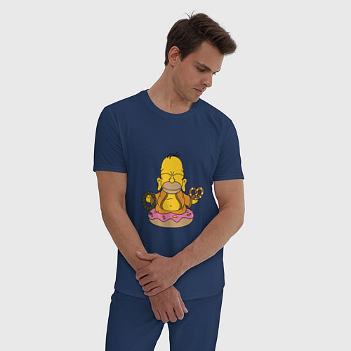 Мужская пижама Буддизм Симпсон / Тёмно-синий – фото 3