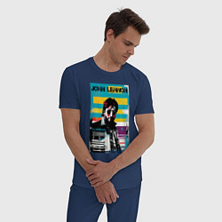 Пижама хлопковая мужская John Lennon - street art - legend, цвет: тёмно-синий — фото 2