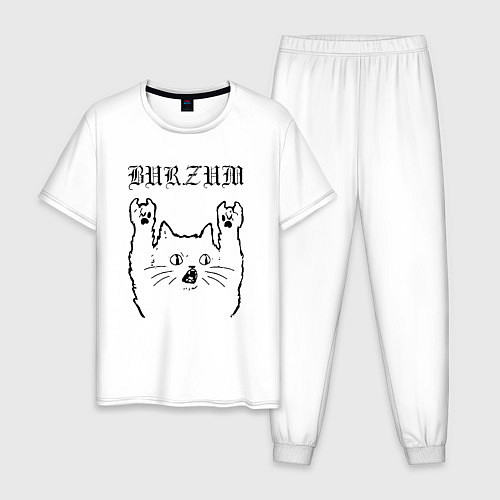 Мужская пижама Burzum - rock cat / Белый – фото 1