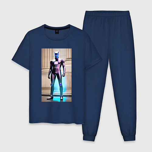 Мужская пижама Пришелец принял образ землянина - киберпанк / Тёмно-синий – фото 1
