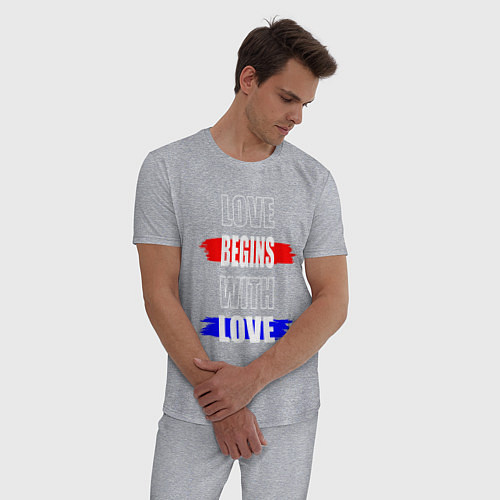 Мужская пижама Любовь начинается с любви / Меланж – фото 3
