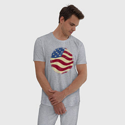 Пижама хлопковая мужская Flag USA, цвет: меланж — фото 2