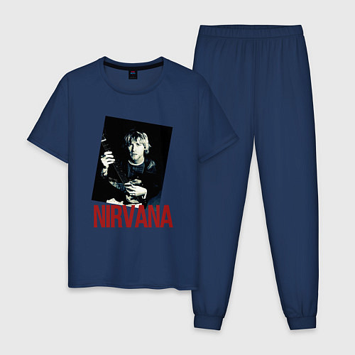 Мужская пижама Курт Кобейн группа NIRVANA / Тёмно-синий – фото 1