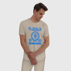 Пижама хлопковая мужская FC Chelsea London, цвет: миндальный — фото 2
