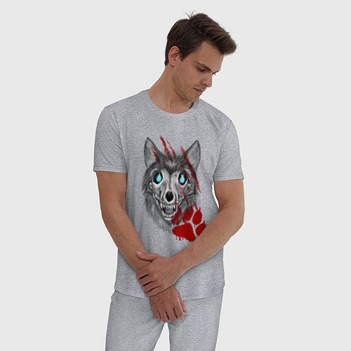 Мужская пижама Призрачный волк / Меланж – фото 3