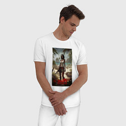 Пижама хлопковая мужская Девушка на мертвом острове, цвет: белый — фото 2