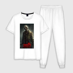 Пижама хлопковая мужская Зомби мертый остров, цвет: белый