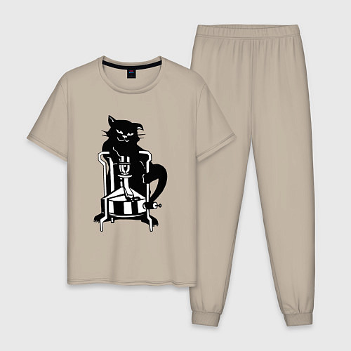 Мужская пижама Кот Бегемот на примусе / Миндальный – фото 1