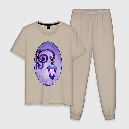Мужская пижама Фиолетовый фонарь в рамке / Миндальный – фото 1