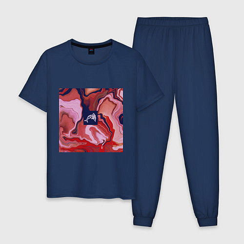 Мужская пижама Жидкий мрамор и пиксель арт / Тёмно-синий – фото 1