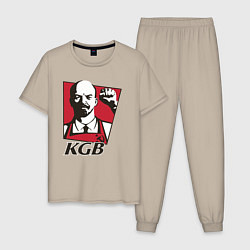 Пижама хлопковая мужская KGB Lenin, цвет: миндальный