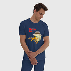Пижама хлопковая мужская Цыпленок с автоматами, цвет: тёмно-синий — фото 2