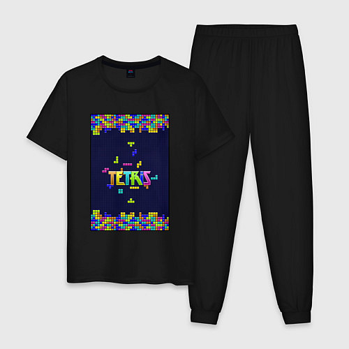 Мужская пижама Тетрис цветной / Черный – фото 1