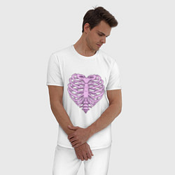 Пижама хлопковая мужская Bone heart, цвет: белый — фото 2