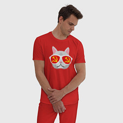 Пижама хлопковая мужская Котик СССР, цвет: красный — фото 2