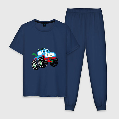 Мужская пижама Синий машинка / Тёмно-синий – фото 1