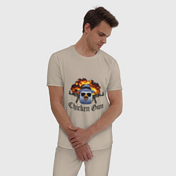Пижама хлопковая мужская Chicken gun game, цвет: миндальный — фото 2