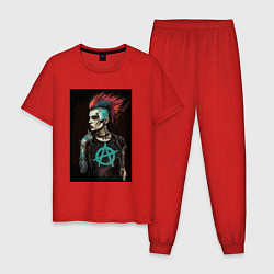Пижама хлопковая мужская Девушка анархистка, цвет: красный