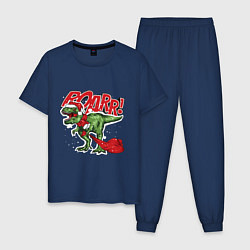 Пижама хлопковая мужская Santa t rex gifts, цвет: тёмно-синий