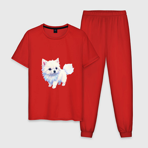 Мужская пижама Милый пушистый щеночек / Красный – фото 1