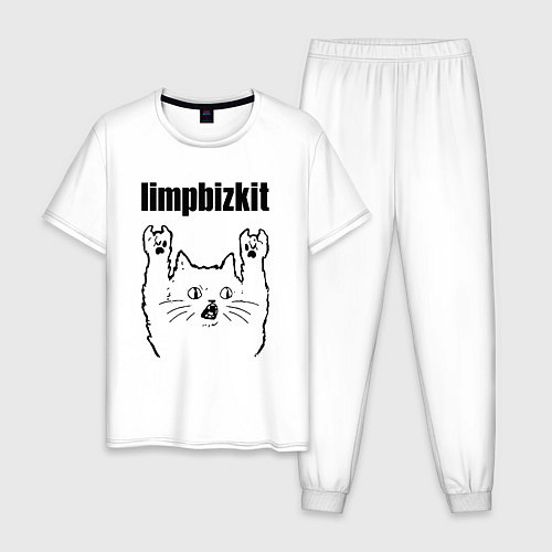 Мужская пижама Limp Bizkit - rock cat / Белый – фото 1